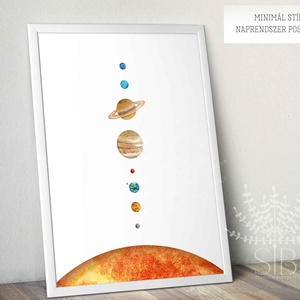 Naprendszer poszter minimalista stílusban, Otthon & Lakás, Dekoráció, Kép & Falikép, Poszter, Fotó, grafika, rajz, illusztráció, MESKA