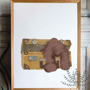 Mackó grafikás erdei állatos gyermekszobai falikép - Mackó koffer - otthon & életmód - babaszoba, gyerekszoba - babaszoba, gyerekszoba - Meska.hu