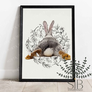 Nyuszi fenék grafikás print, húsvéti dekoráció - Meska.hu