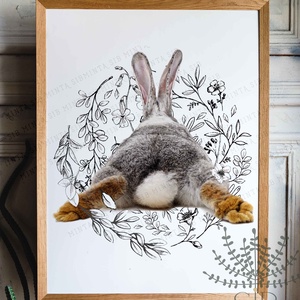 Nyuszi fenék grafikás print, húsvéti dekoráció - otthon & életmód - dekoráció - kép & falikép - poszter - Meska.hu