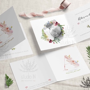 Monogramos Megérkeztem babaszületési értesítő - otthon & életmód - papír, írószer - Meska.hu