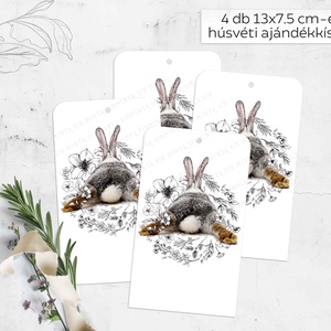 Húsvéti ajándékkísérő 4 db-os , Otthon & Életmód, Papír, írószer, Ajándékkísérő, Ajándékozás kellékei, Fotó, grafika, rajz, illusztráció, MESKA