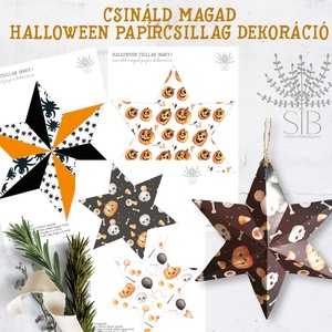 Halloween mintás csináld magad letölthető papírcsillag dekoráció DIY, DIY (Csináld magad), Szabásminta, útmutató, Papírművészet, MESKA