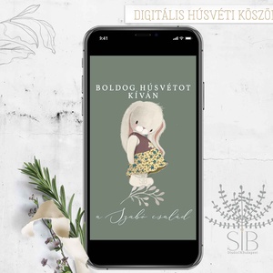 Húsvéti nyuszis telefonon küldhető digitális képeslap, letölthető húsvéti üdvözlő - Meska.hu