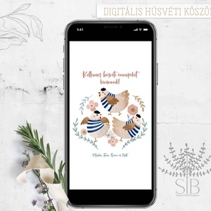 Húsvéti tavasz köszöntő digitális képeslap, letölthető húsvéti üdvözlő - Meska.hu