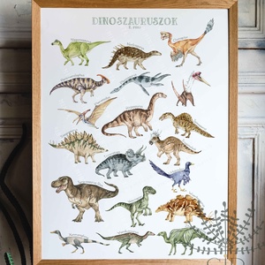 Dinoszaurusz mintás edukációs poszter dinó nevekkel ABC sorrendben, N-Z/2. rész, Otthon & Lakás, Babaszoba, gyerekszoba, Babaszoba kép, Fotó, grafika, rajz, illusztráció, Meska
