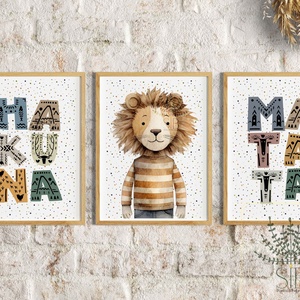 Hakuna Matata oroszlános gyermekszobai falikép szett, 3db-os színes illusztráció gyerekszobába, Otthon & Lakás, Babaszoba, gyerekszoba, Babaszoba kép, Fotó, grafika, rajz, illusztráció, Meska
