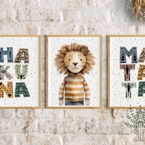 Hakuna Matata oroszlános gyermekszobai falikép szett, 3db-os színes illusztráció gyerekszobába - Meska.hu