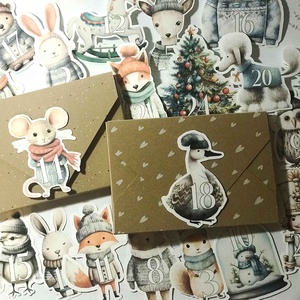 Adventi kalendárium figurák, 24 db formavágott figura - karácsony - adventi díszek - adventi naptár - Meska.hu