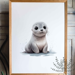 Fóka kölyök grafikás állatos gyermekszobai falikép - Meska.hu