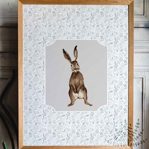 Nyuszi illusztráció, húsvéti tavaszváró gyerekszobai print - Meska.hu