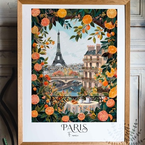 Párizs grafika falikép, színes, virágos Eiffel torony illusztráció, Otthon & Életmód, Dekoráció, Kép & Falikép, Poszter, Fotó, grafika, rajz, illusztráció, MESKA