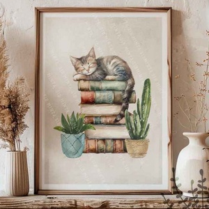 Cica grafikás, állatos gyermekszobai falikép, dekoráció, Otthon & Életmód, Babaszoba, gyerekszoba, Babaszoba kép, Fotó, grafika, rajz, illusztráció, MESKA