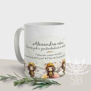 Méhecske mintás kerámia ovis ballagó ajándék, Otthon & Életmód, Konyhafelszerelés, tálalás, Tálalás, Bögre & Csésze, Decoupage, transzfer és szalvétatechnika, Fotó, grafika, rajz, illusztráció, MESKA