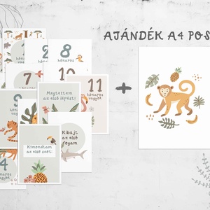 Szafari állat mintás baba mérföldkő hónapkártya, megérkeztem  , Játék & Sport, Babalátogató ajándékcsomag, Fotó, grafika, rajz, illusztráció, MESKA