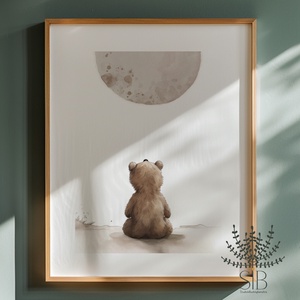 Mackó grafikás erdei állatos gyermekszobai falikép - otthon & életmód - babaszoba, gyerekszoba - babaszoba kép - Meska.hu