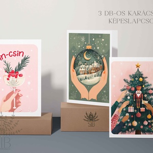 Karácsonyi képeslap csomag 3 db-os, Otthon & Életmód, Papír, írószer, Képeslap, üdvözlőlap, Ajándékozás kellékei, Fotó, grafika, rajz, illusztráció, MESKA