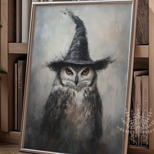 Halloween bagoly vintage stílusú Letölthető, nyomtatható falikép dekoráció - otthon & életmód - dekoráció - halloween - halloweeni dekoráció - Meska.hu