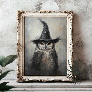Halloween bagoly vintage stílusú Letölthető, nyomtatható falikép dekoráció - otthon & életmód - dekoráció - halloween - halloweeni dekoráció - Meska.hu