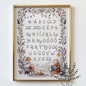ABC poszter gyerekszobába, iskolára hangoló illusztrált ABC kép, Otthon & Életmód, Dekoráció, Kép & Falikép, Poszter, Fotó, grafika, rajz, illusztráció, MESKA