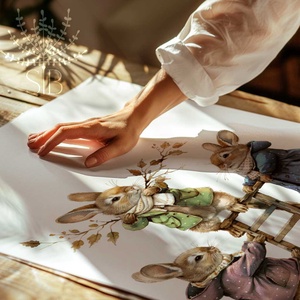 Nyúl Péter stílusú illusztráció, gyerekszobai falikép - baba - mama - babaszoba-dekoráció - babaszoba kép - Meska.hu