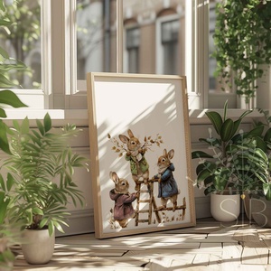 Nyúl Péter stílusú illusztráció, gyerekszobai falikép - baba - mama - babaszoba-dekoráció - babaszoba kép - Meska.hu