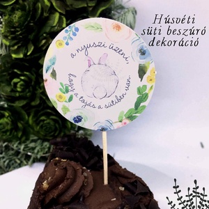 Húsvéti süti beszúró, húsvéti ajándék címke, nyuszis sütemény beszúró, muffin dekoráció, húsvéti ajándékkísérő,, Otthon & Életmód, Papír, írószer, Ajándékkísérő, Ajándékozás kellékei, Fotó, grafika, rajz, illusztráció, MESKA