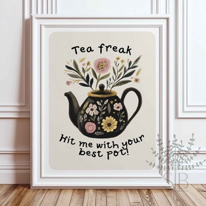 Tea freak virágos teáskanna print  Konyhai falikép - Meska.hu