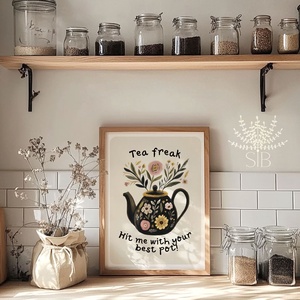 Tea freak virágos teáskanna print  Konyhai falikép - otthon & életmód - dekoráció - kép & falikép - poszter - Meska.hu