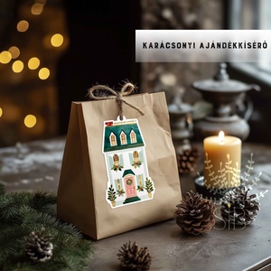 karácsonyi ajándékkísérő, ajándékátadó címke, téli ház - karácsony - karácsonyi ajándékozás - karácsonyi képeslap, üdvözlőlap, ajándékkísérő - Meska.hu