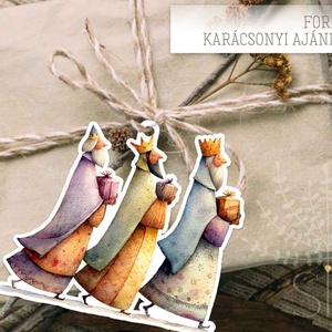 karácsonyi ajándékkísérő, ajándékátadó címke, Betlehem királyok - Meska.hu