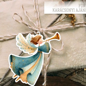 karácsonyi ajándékkísérő, ajándékátadó címke, karácsonyi angyal - karácsony - karácsonyi ajándékozás - karácsonyi ajándékcsomagolás - Meska.hu