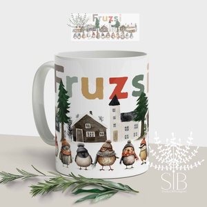 Madaras karácsonyi kerámia bögre, téli madár csapat, karácsonyi ajándék bögre - otthon & életmód - konyhafelszerelés, tálalás - tálalás - bögre & csésze - Meska.hu