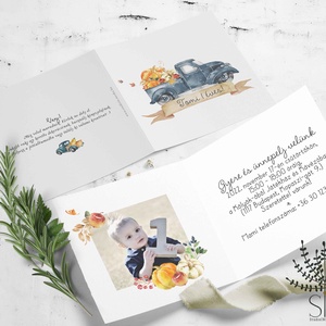 Őszi autós gyermek születésnapi meghívó - Meska.hu