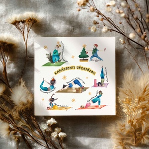 Karácsonyi jóga képeslap - karácsony - karácsonyi ajándékozás - karácsonyi képeslap, üdvözlőlap, ajándékkísérő - Meska.hu