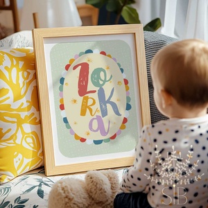 Névre szóló, személyre szabott színes, vidám gyermekszobai falikép - baba - mama - babaszoba-dekoráció - babaszoba kép - Meska.hu