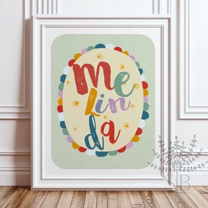 Névre szóló, személyre szabott színes, vidám gyermekszobai falikép - Meska.hu