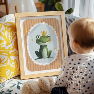 Béka, modern boho stílusú falikép gyerekszobába - baba - mama - babaszoba-dekoráció - babaszoba kép - Meska.hu