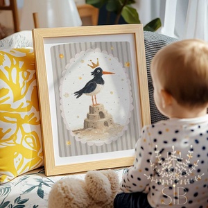 Szarka, Modern madaras boho stílusú gyerekszobai falikép - baba - mama - babaszoba-dekoráció - babaszoba kép - Meska.hu