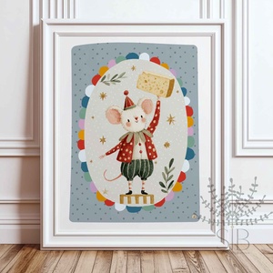 Cirkuszi egér, Modern, színes boho stílusú gyerekszobai falikép - Meska.hu