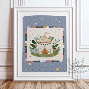 Cirkuszi sátor, Modern, színes boho stílusú gyerekszobai falikép - Meska.hu