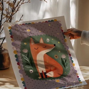 Róka, modern, színes boho stílusú falikép grafika - baba - mama - babaszoba-dekoráció - babaszoba kép - Meska.hu