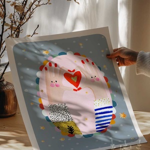 Modern, színes boho stílusú falikép, szívet formázó kezek, barátság ajándék - otthon & életmód - dekoráció - kép & falikép - poszter - Meska.hu