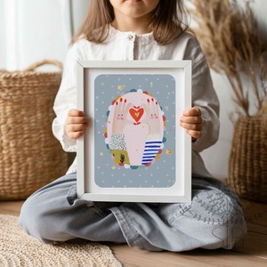 Modern, színes boho stílusú falikép, szívet formázó kezek, barátság ajándék - otthon & életmód - dekoráció - kép & falikép - poszter - Meska.hu