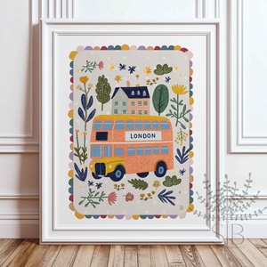 London busz, Modern, színes boho stílusú gyerekszobai falikép, Baba - mama, Babaszoba-dekoráció, Babaszoba kép, Fotó, grafika, rajz, illusztráció, London busz grafikás, színes kedves illusztráció, modern stílusú gyermekszobai falikép. 

A nyomtat..., MESKA