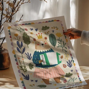 Mackó, modern, színes boho stílusú falikép grafika - baba - mama - babaszoba-dekoráció - babaszoba kép - Meska.hu