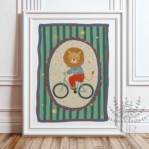 Oroszlán, modern, színes boho stílusú falikép grafika - Meska.hu