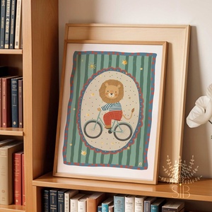 Oroszlán, modern, színes boho stílusú falikép grafika - baba - mama - babaszoba-dekoráció - babaszoba kép - Meska.hu