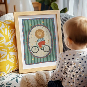 Oroszlán, modern, színes boho stílusú falikép grafika - baba - mama - babaszoba-dekoráció - babaszoba kép - Meska.hu