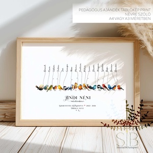 Névre szóló pedagógus ajándék, csoportajándék tabló iskolai óvodai ballagásra, madár illusztrációval - Meska.hu